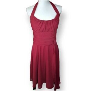 POLLY U.S.A. BY NEBLIN DK. RED HALTER FORMAL DRESS SZ.XXL EUC.